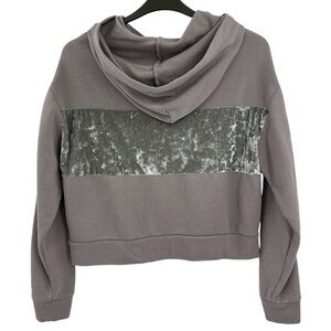 Pink Victorias Secret Hoodie Sweatshirt Purple Burnt Velvet Lace Up Sleeve SZ M